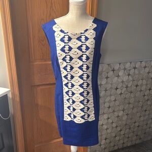 Blue and tan Sleeveless Dress